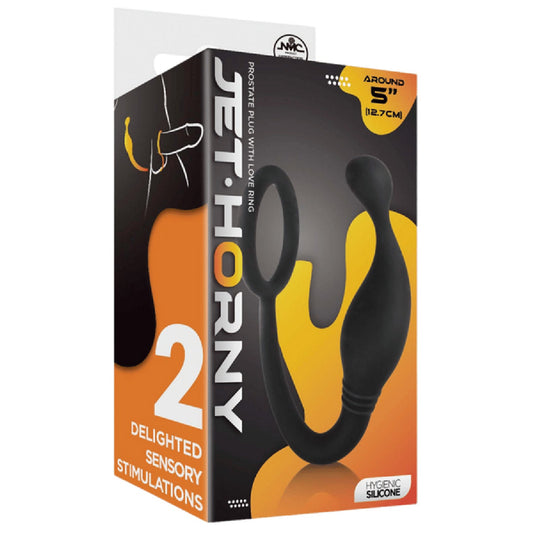 Prostate Plug with Love Ring - 5" (Black)