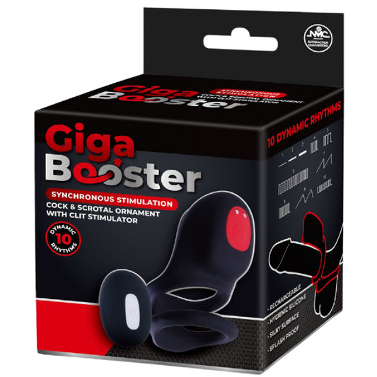 Cock and Scrotal Ornament with Clit Stimulator (Black)