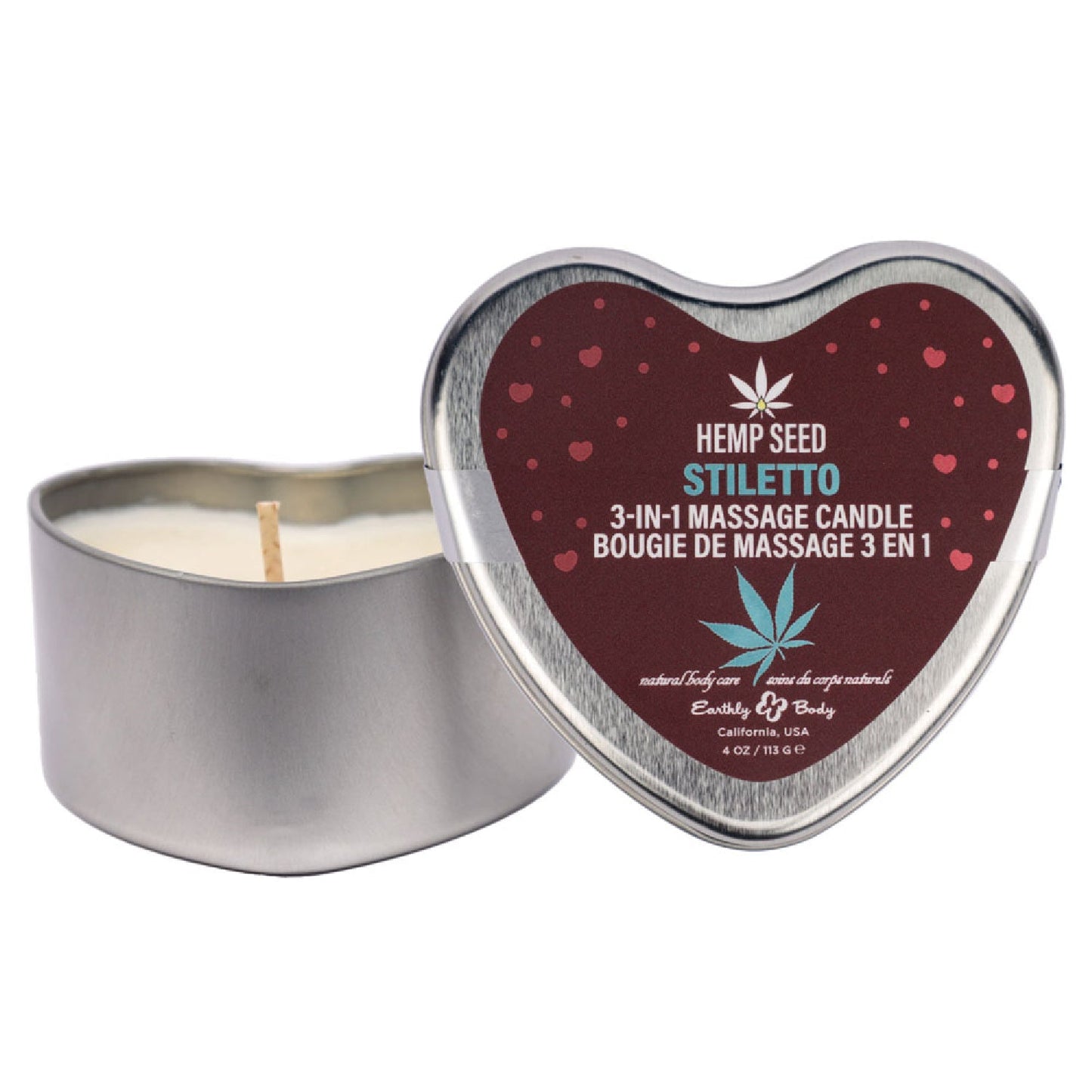 EB Hemp Seed 3 in 1 Massage Heart Candle - Stiletto