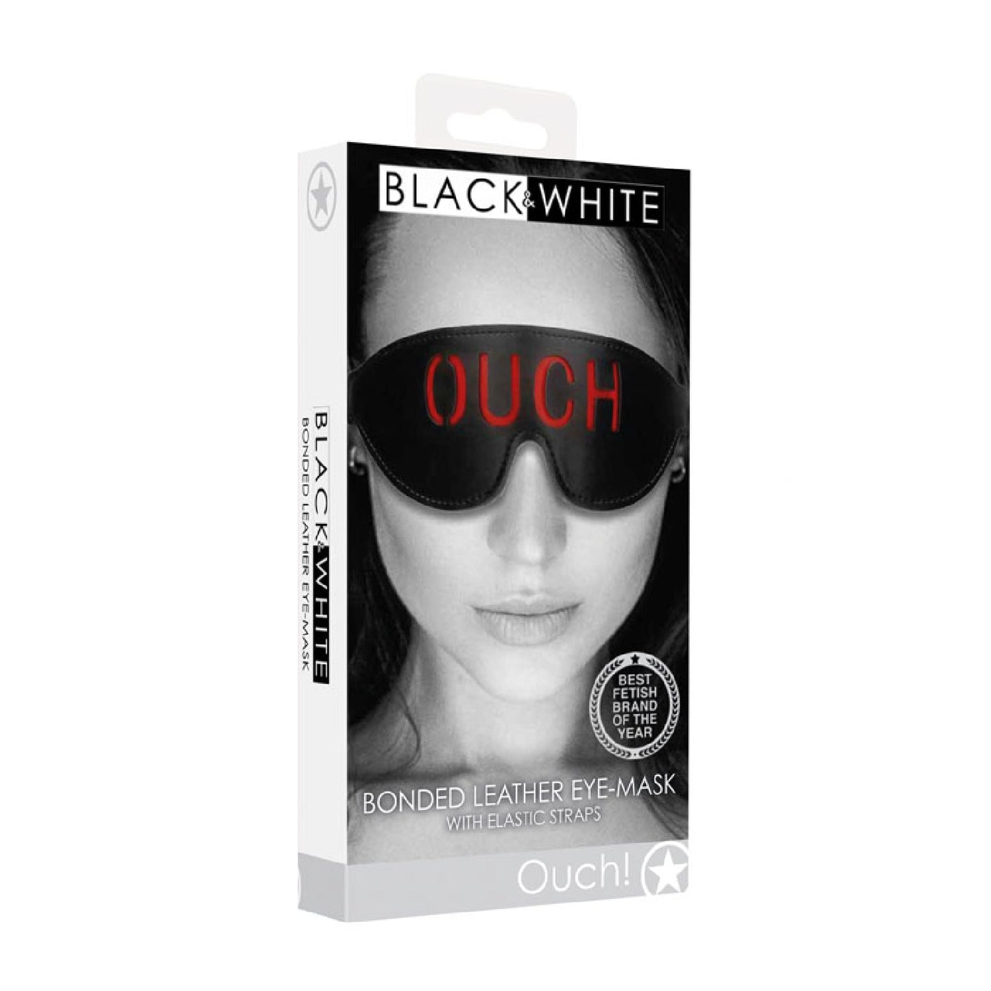 OUCH! Black and White Bonded Leather Eye-Mask ''Ouch''