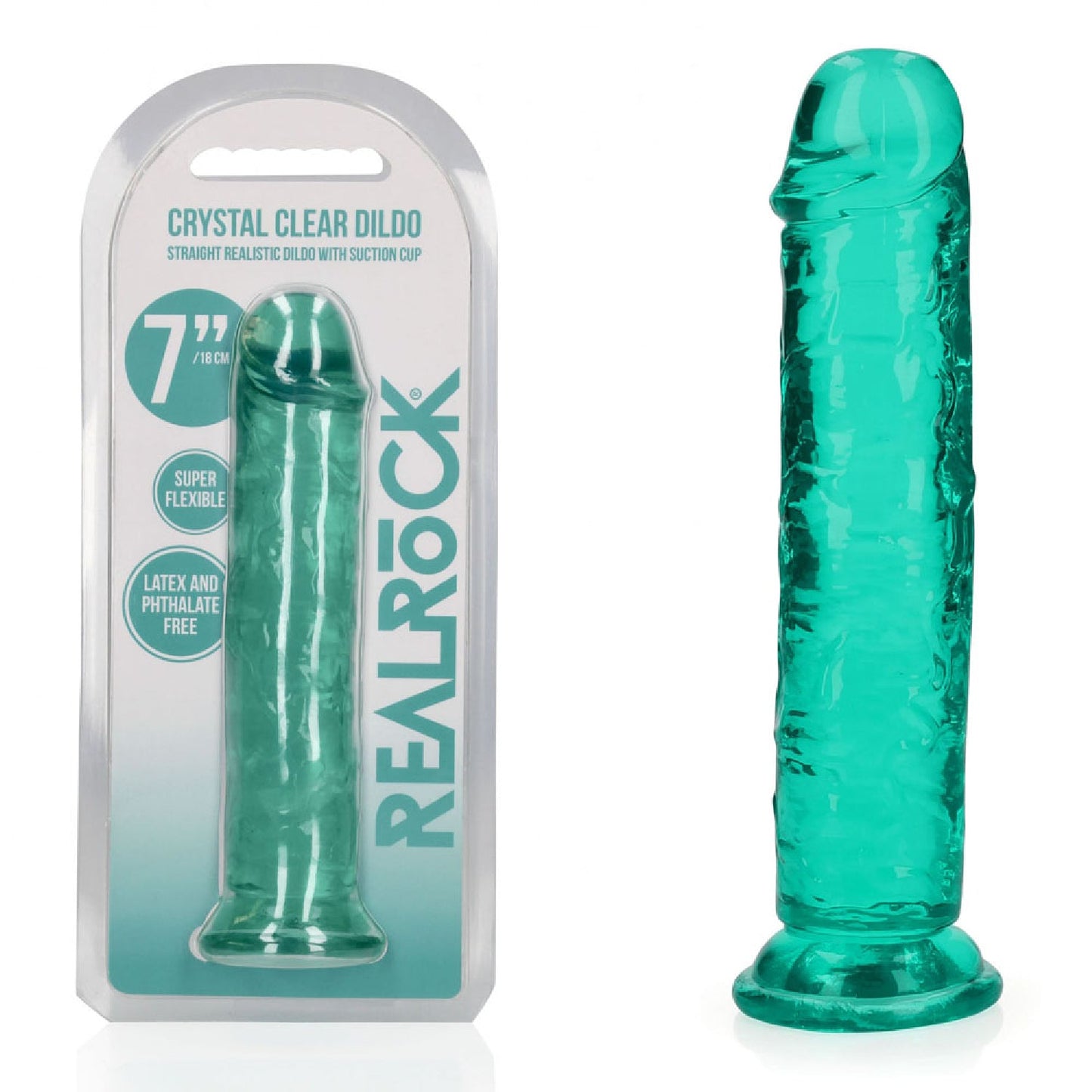 REALROCK 18 cm Straight Dildo - Turquoise
