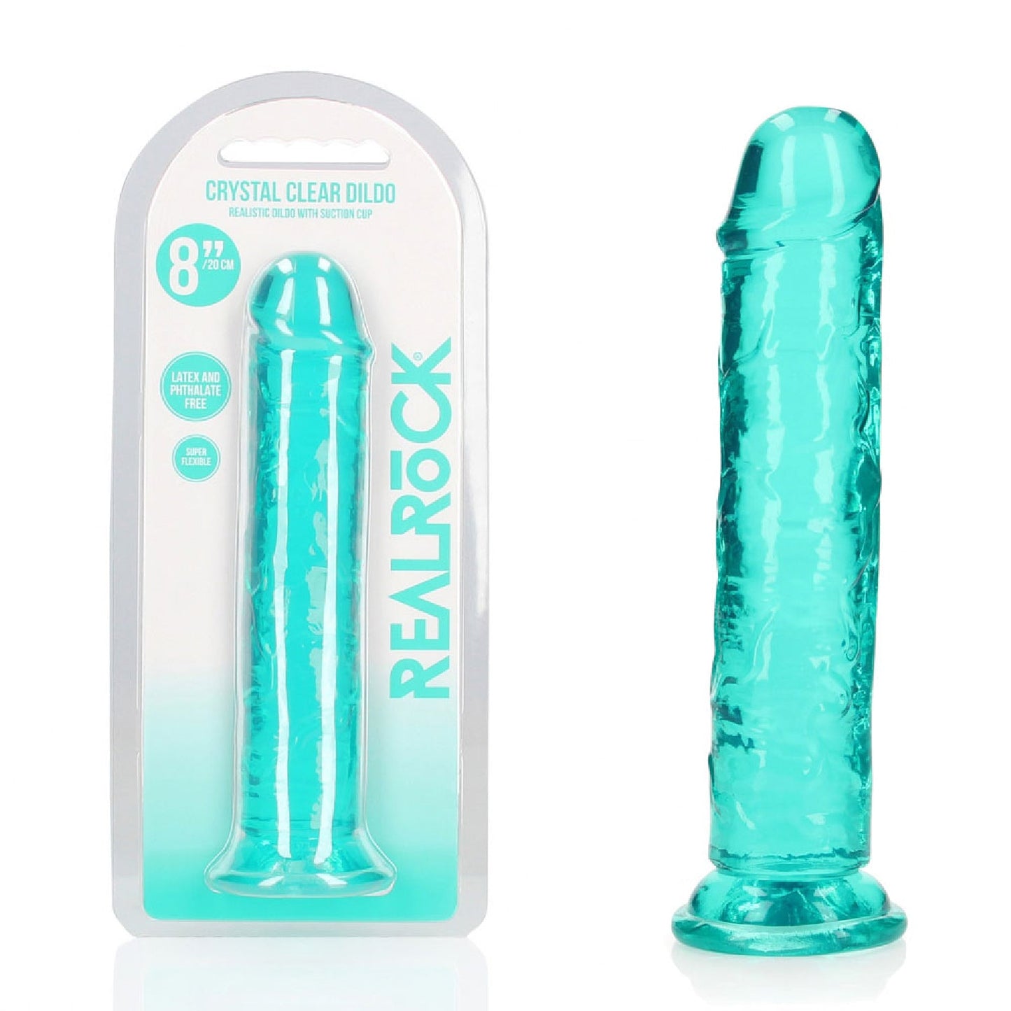 REALROCK 20 cm Straight Dildo - Turquoise
