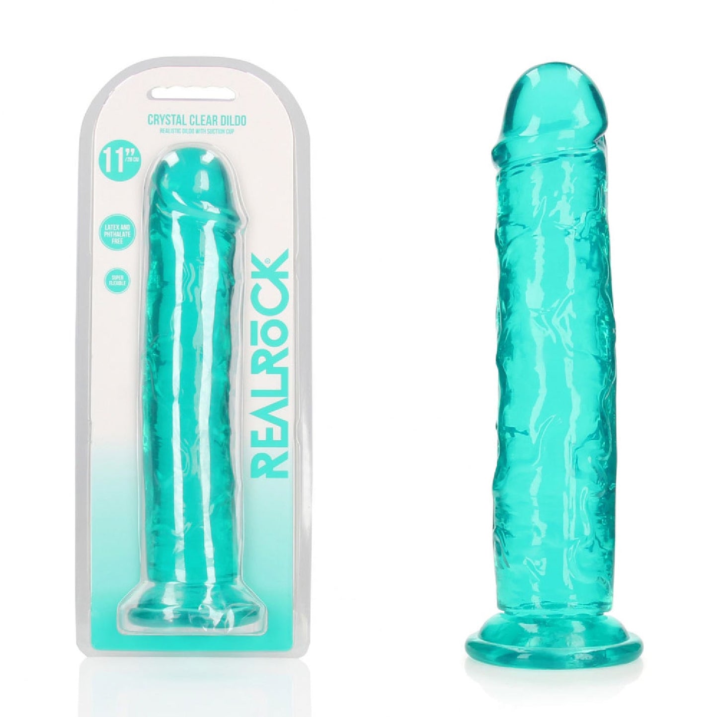 REALROCK 31 cm Straight Dildo - Turquoise