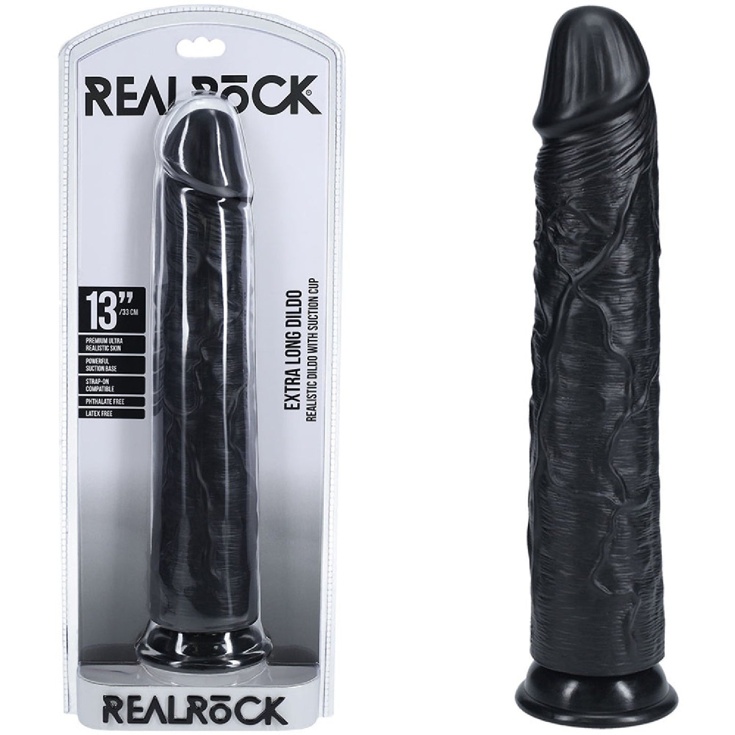 REALROCK 33cm Extra Long Dildo - Black