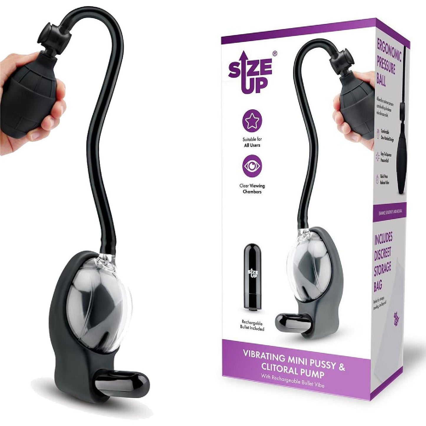 Size Up Vibrating Mini Pussy and Clitoral Pump