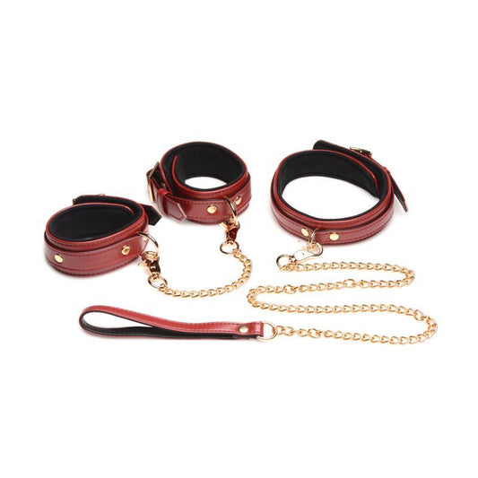 Master Series 6 Pc Bondage Set Burgundy