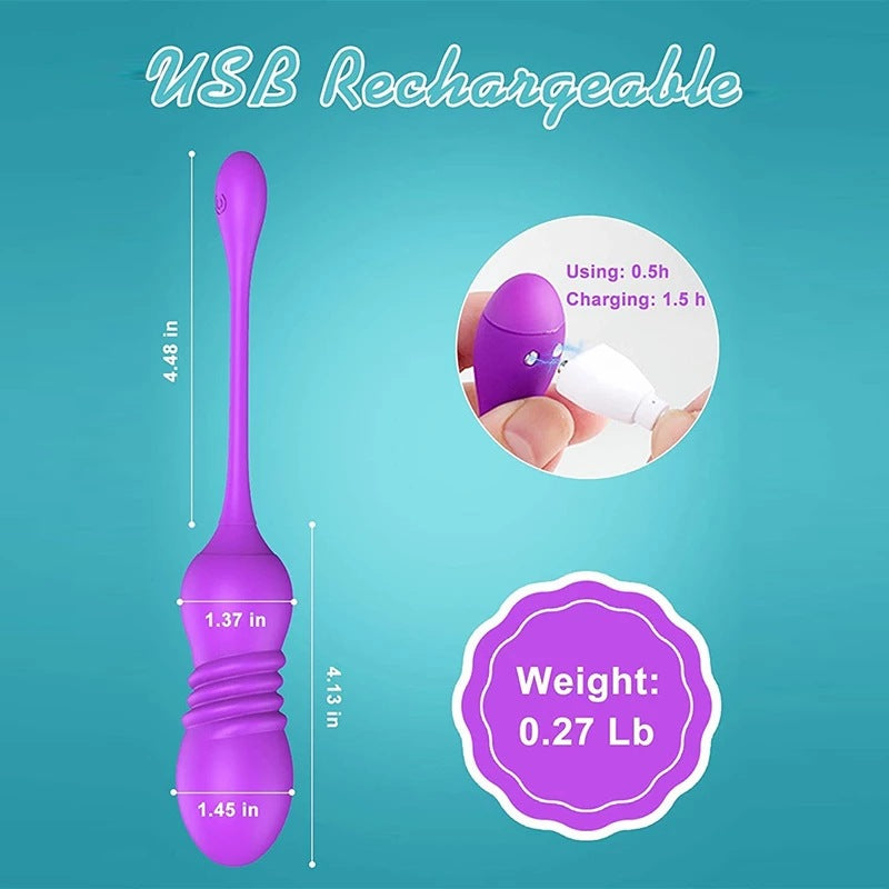 Red ThrustWave Remote Control Vibrating & Telescopic Pleasure Egg - 12 Vibe & 3 Thrust Modes, Wearable Fun