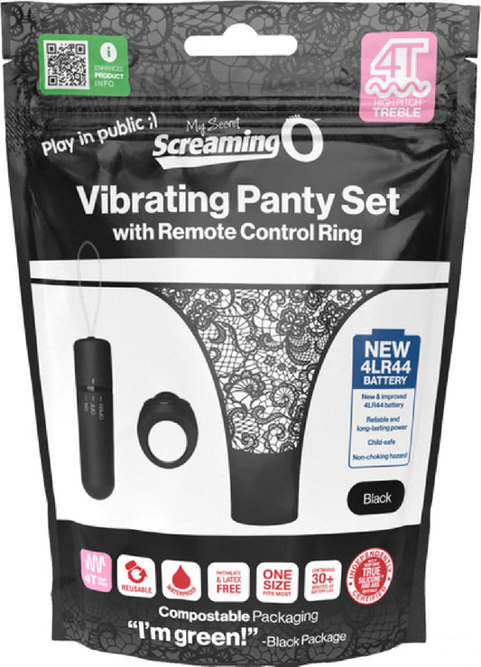 Vibrating Panty Set W/ Remote Ring 4t High Pitch Treble (Black)