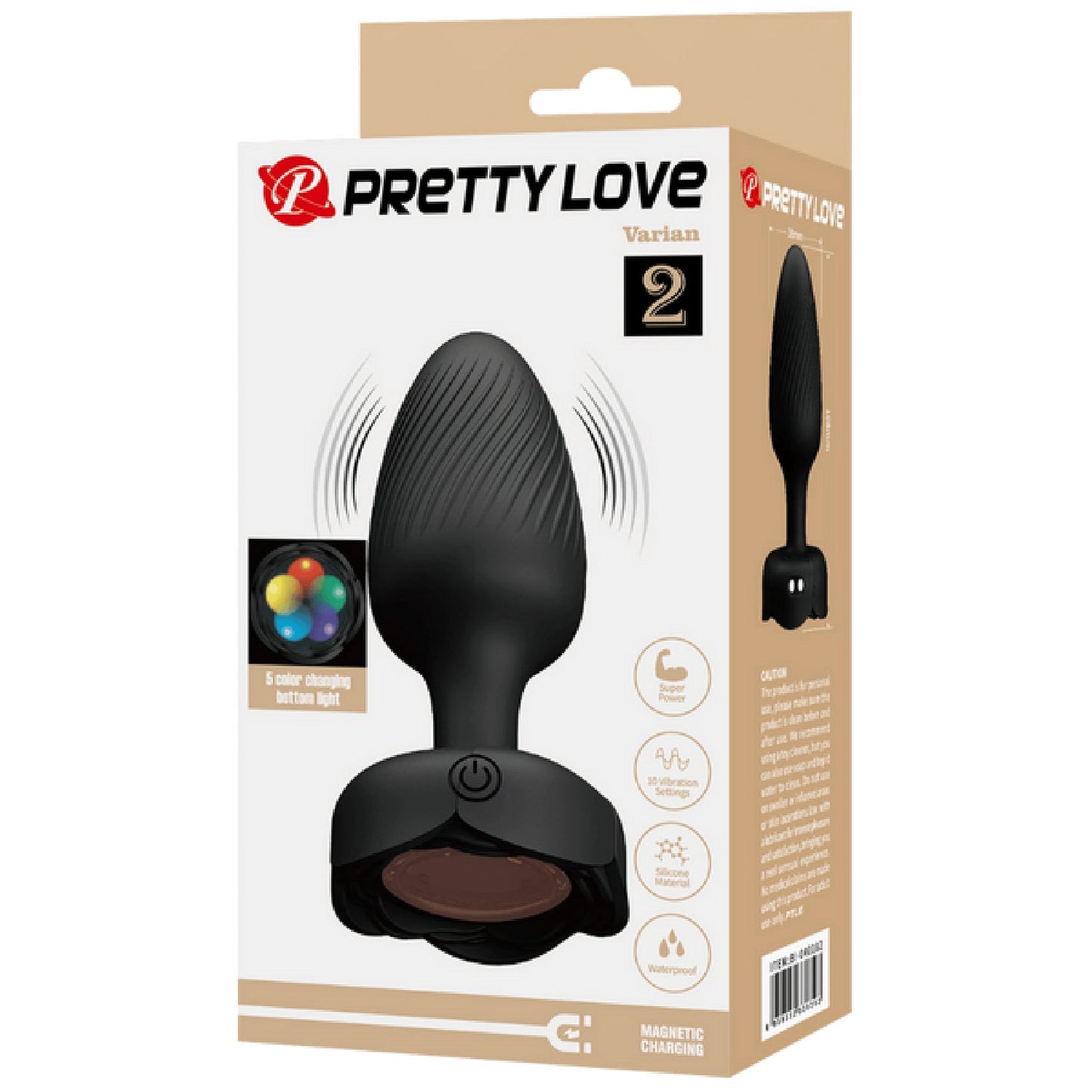 Varian - Light-Up Rechargeable Butt Plug (Black)