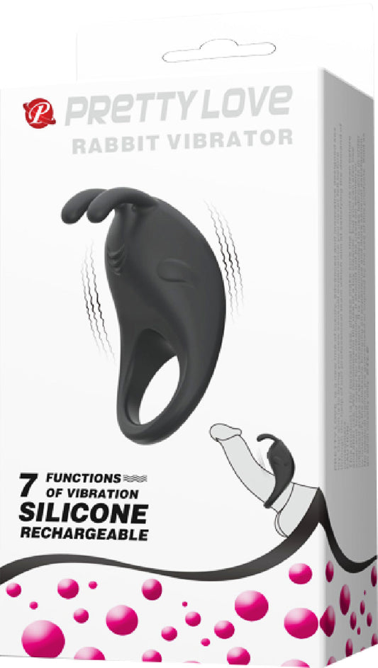 Rechargeable Rabbit Vibrator Cockring (Black)