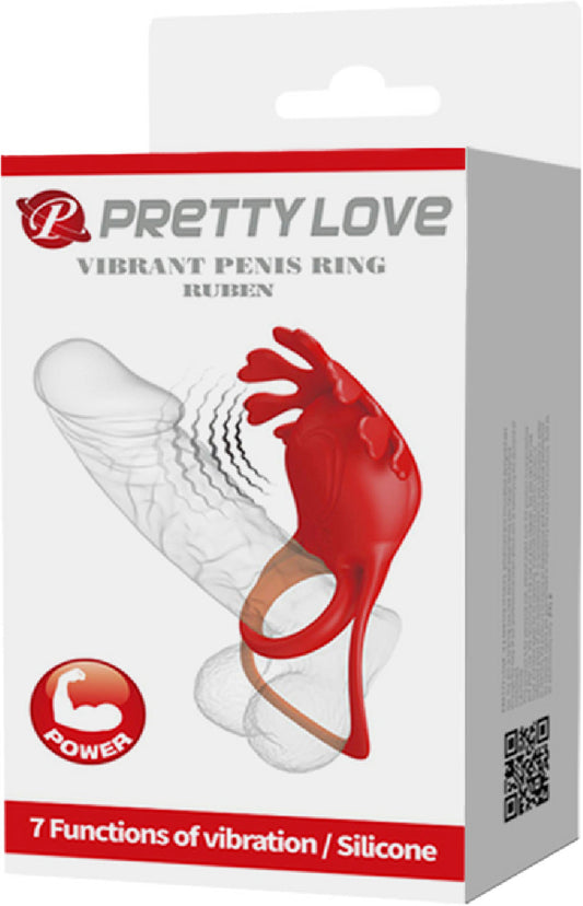 Rechargeable Vibrating Cock Ring Ruben (Red)