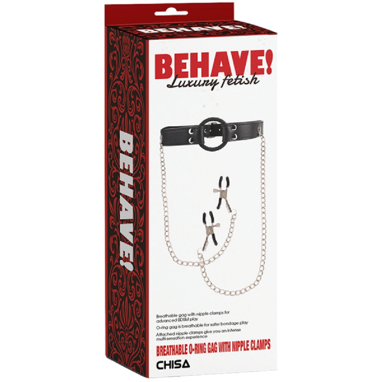 Breathable O-ring Gag with Nipple Clamps