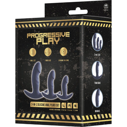 3-In-1 Silicone Anal Plug Set (Black)