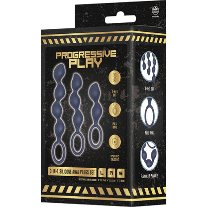 3-In-1 Silicone Anal Plug Set (Black)