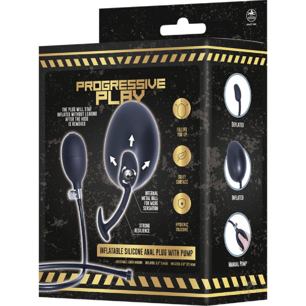 Inflatable Silicone Anal Plug With Plug (Black)