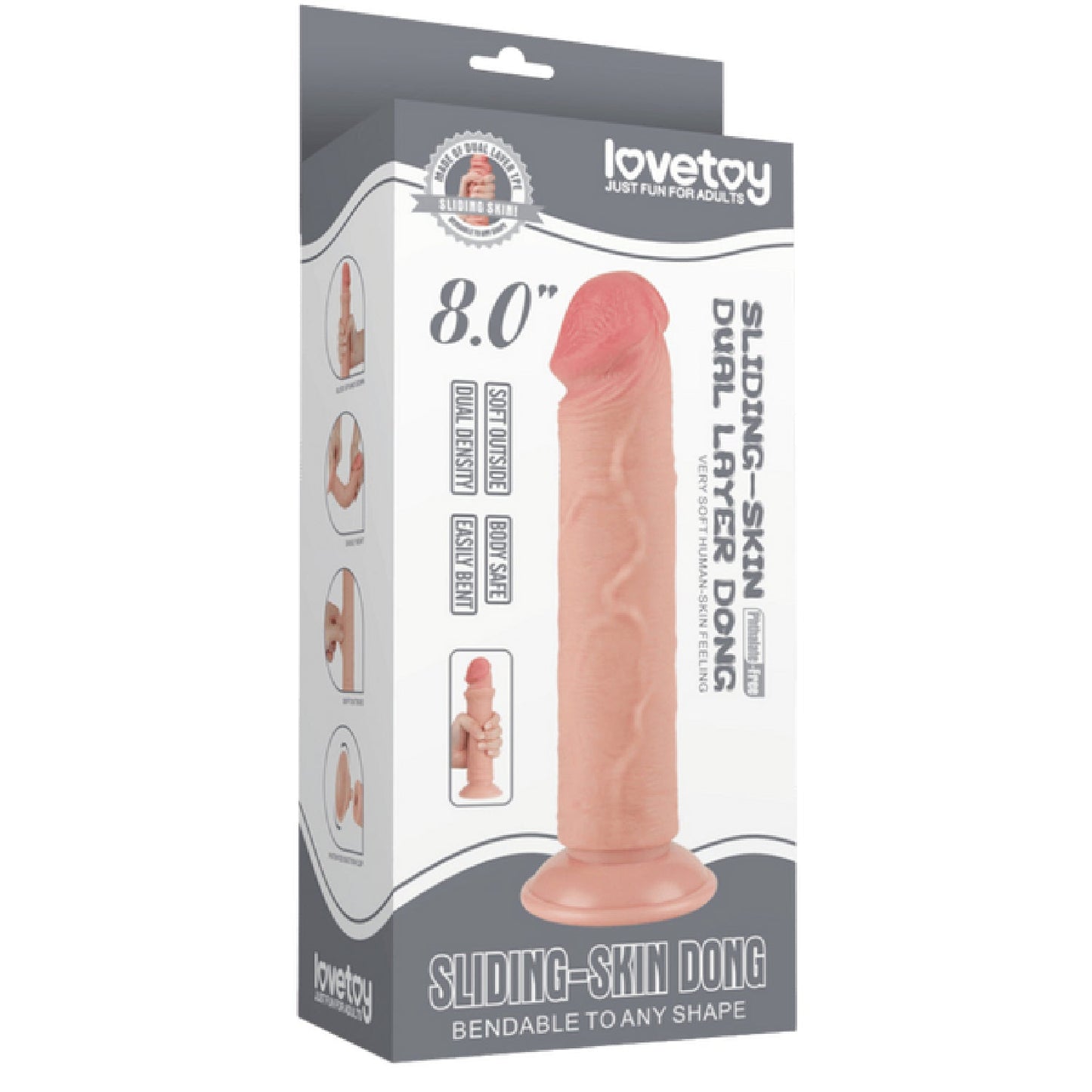 8" Sliding Skin Dual Layer Dong (Flesh)