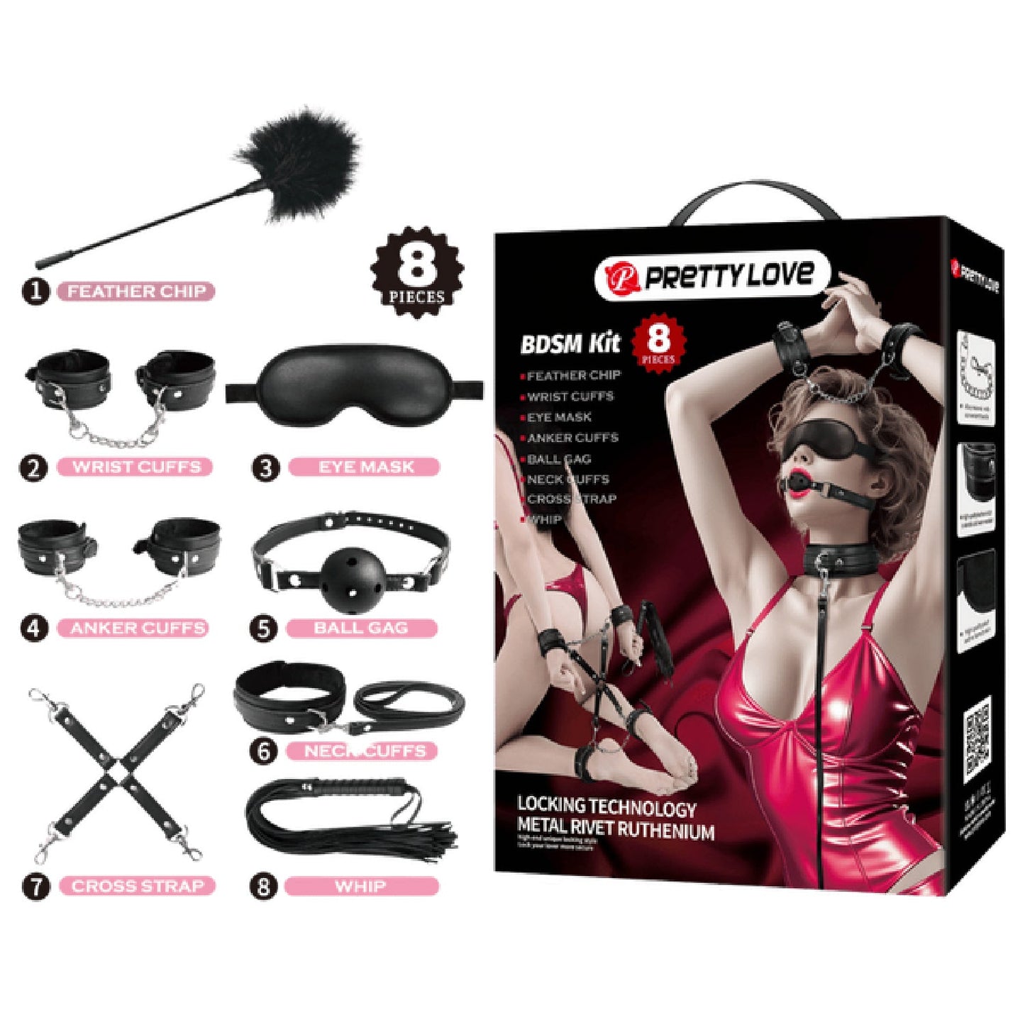 8-Piece BDSM Kit (Black)