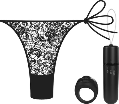Vibrating Panty Set W/ Remote Ring 4t High Pitch Treble (Black)