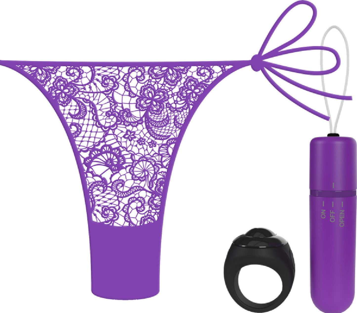 Vibrating Panty Set W/ Remote Ring 4t High Pitch Treble (Black)