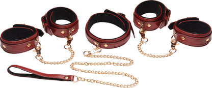 6 Piece Burgundy Bondage Set