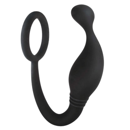 Prostate Plug with Love Ring - 5" (Black)
