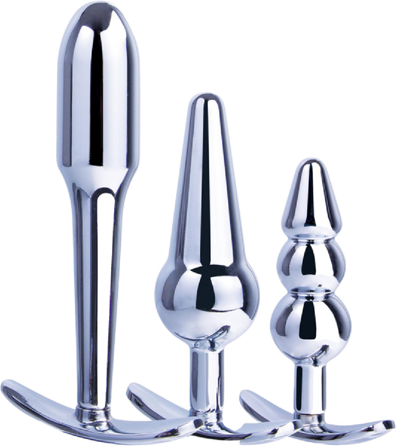 3 in 1 Metal Butt Plug Kit Set (Chrome)
