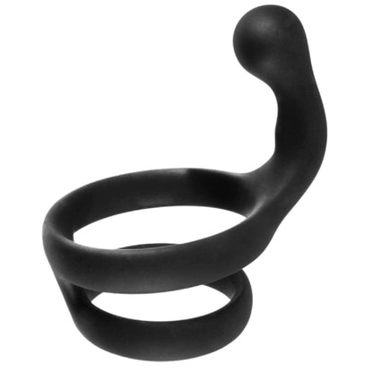 Cock Ring with Ball Strap and Clit Stimulator (Black)