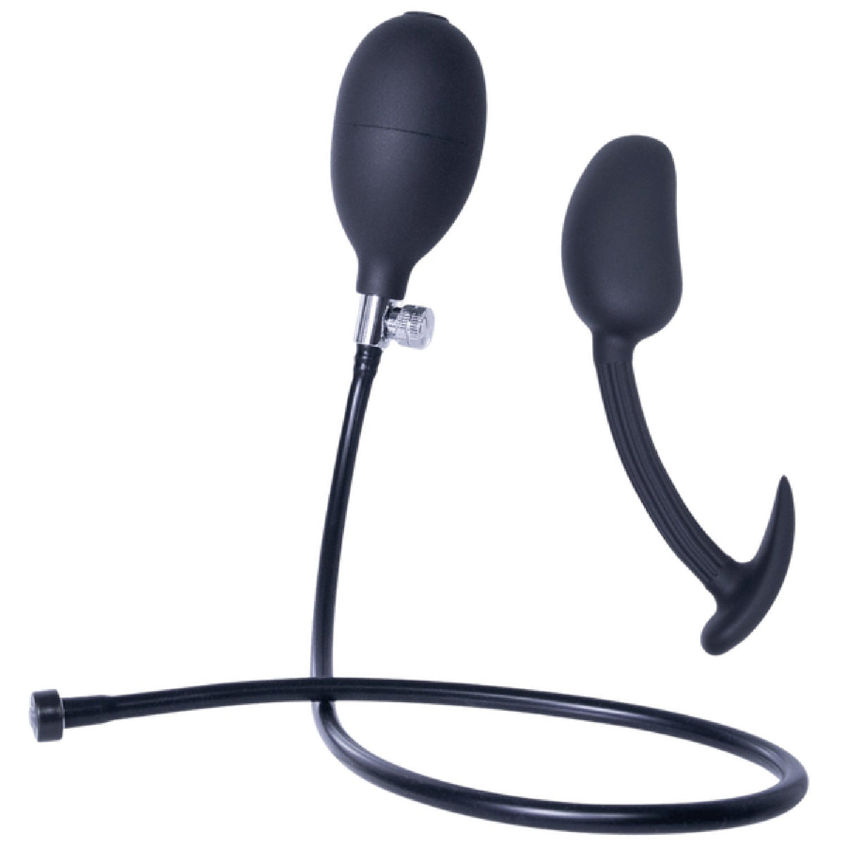 Inflatable Silicone Anal Plug With Plug (Black)