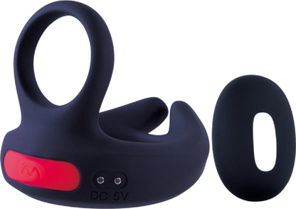 Dual Motor Cock Ornament with Scrotal Stimulator (Black)
