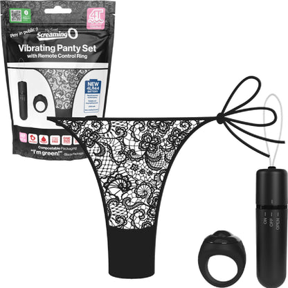 Vibrating Panty Set W/ Remote Ring 4t High Pitch Treble (Black)
