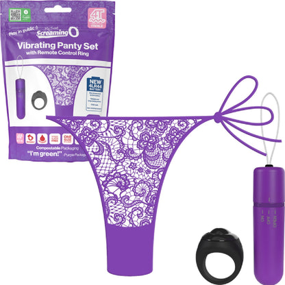 Vibrating Panty Set W/ Remote Ring 4t High Pitch Treble (Black)