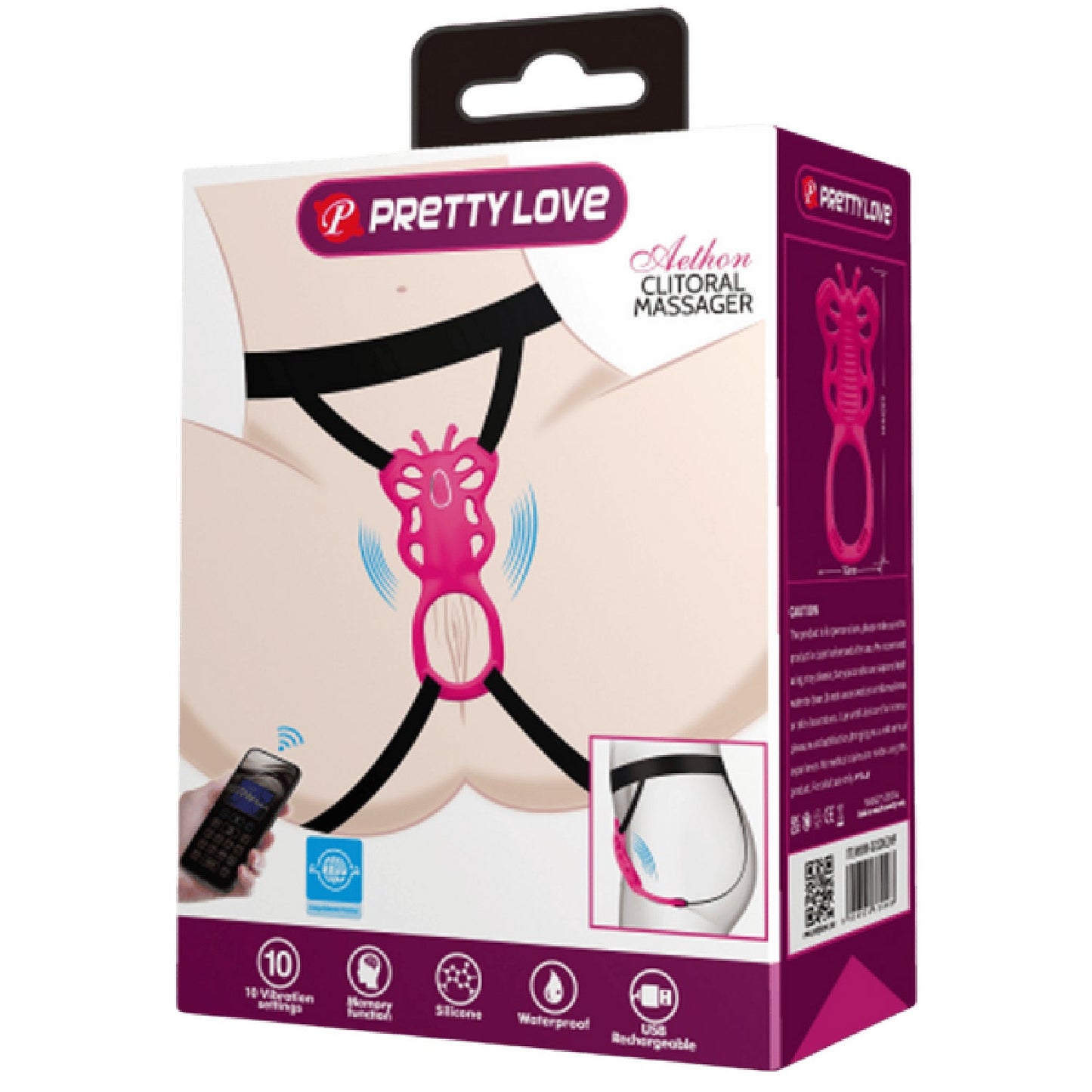 Rechargeable Strap-on Butterfly Massager - Aethon (Pink)