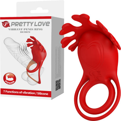 Rechargeable Vibrating Cock Ring Ruben (Red)
