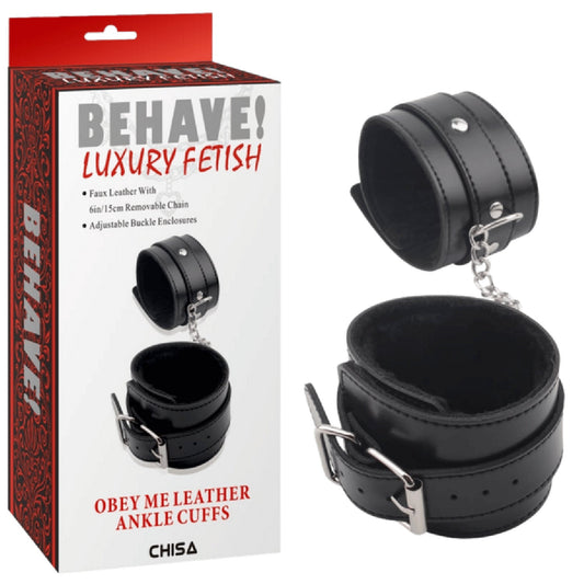 Obey Me Leather Ankle Cuffs (Black)