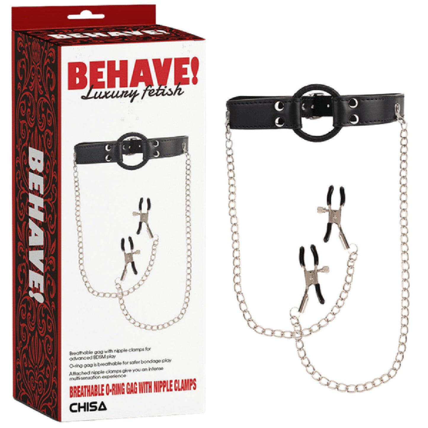 Breathable O-ring Gag with Nipple Clamps