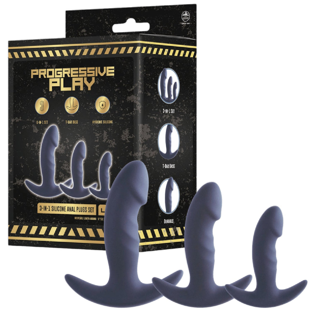 3-In-1 Silicone Anal Plug Set (Black)