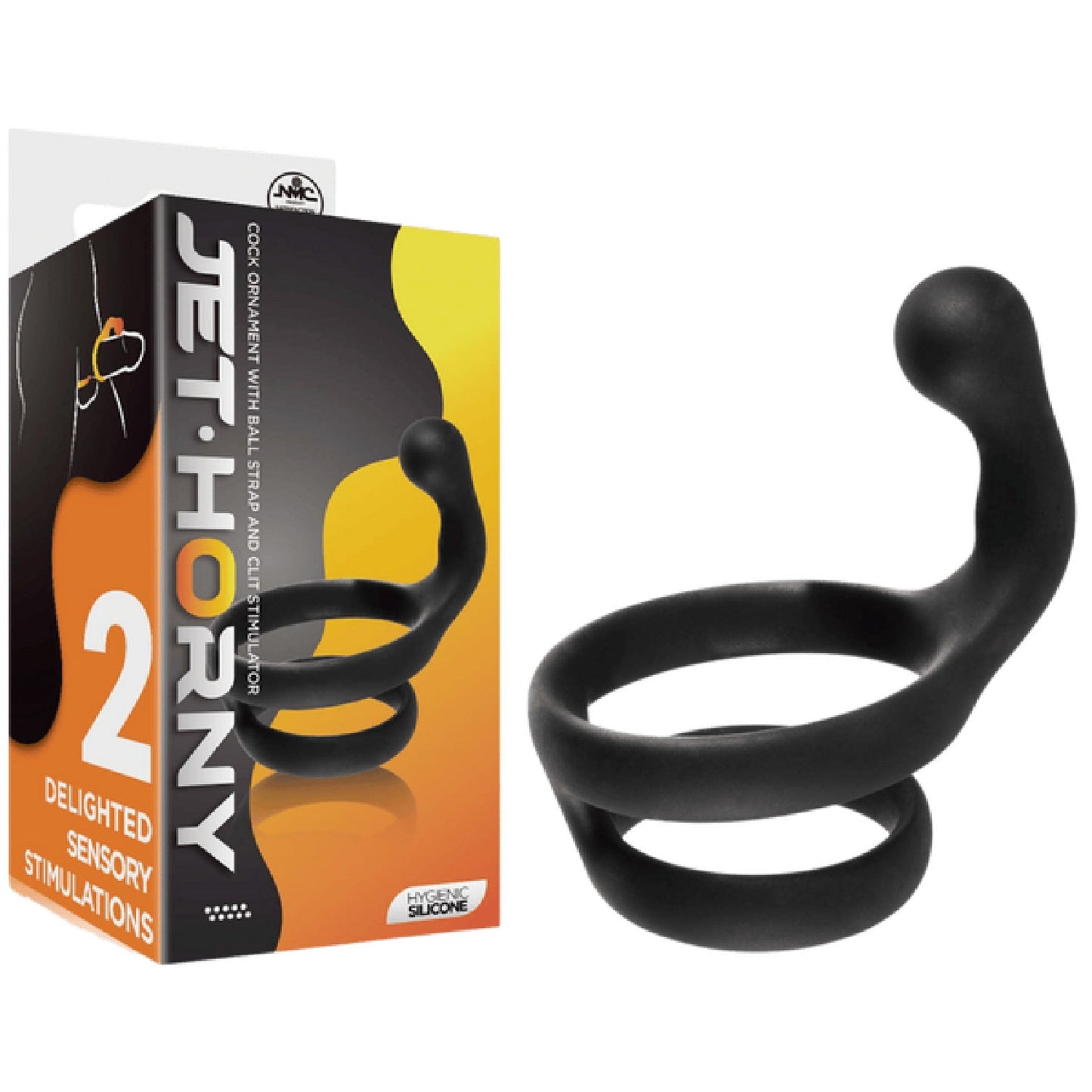 Cock Ring with Ball Strap and Clit Stimulator (Black)