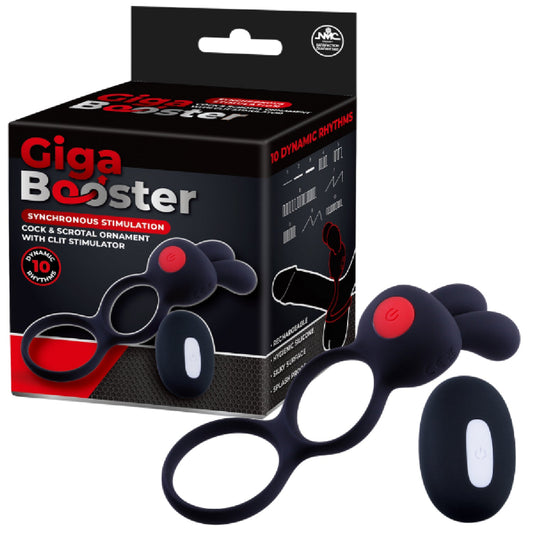 Cock and Scrotal Ornament with Clit Stimulator (Black)