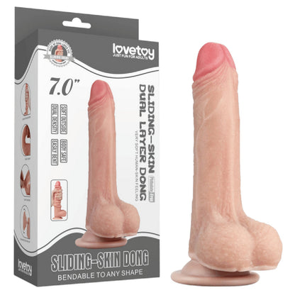 7" Sliding Skin Dual Layer Dong (Flesh)