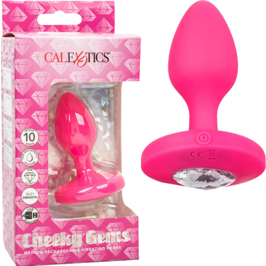 Cheeky Gems Medium Rechargeable Vibrating Probe (Pink)