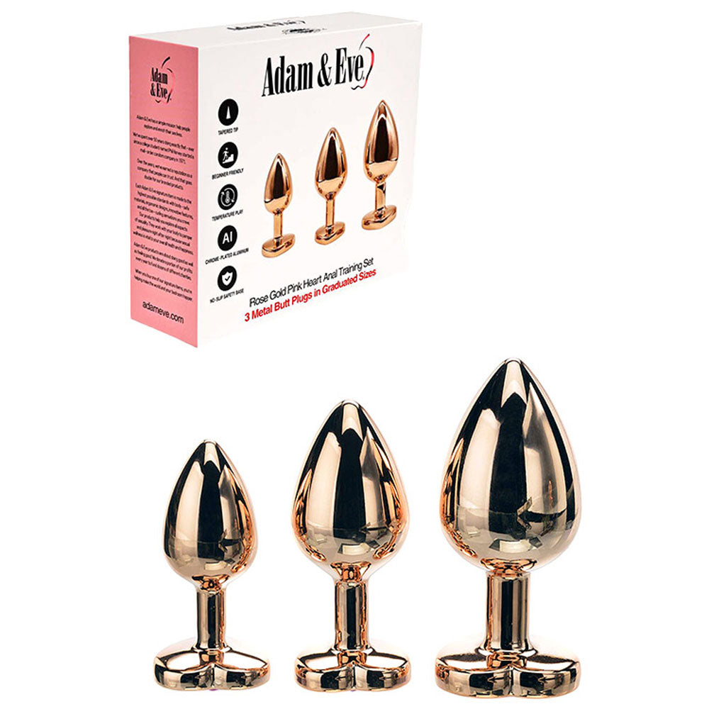 Adam and Eve ROSE GOLD HEART GEM ANAL TRAINING SET