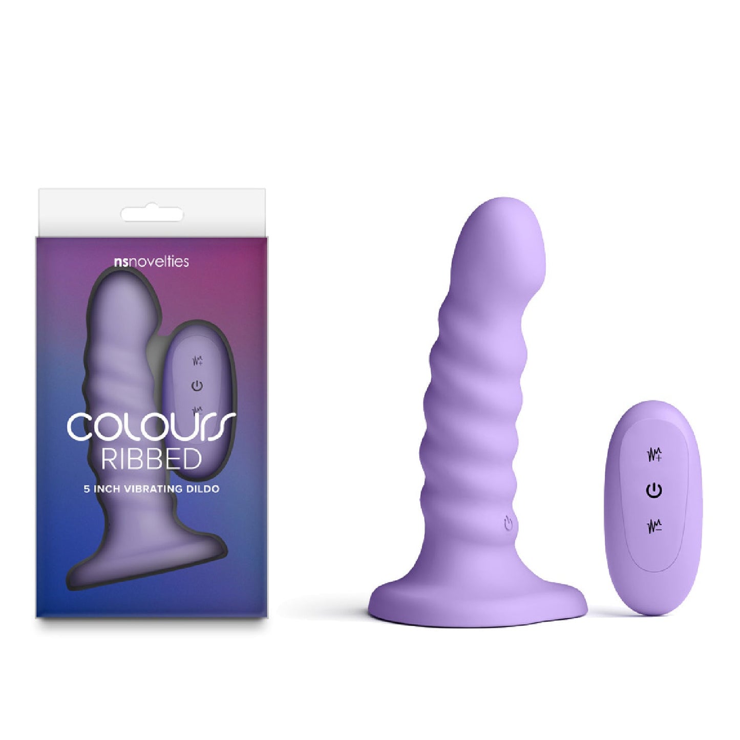 Colours Ribbed - 5'' Vibrating Dildo - Purple