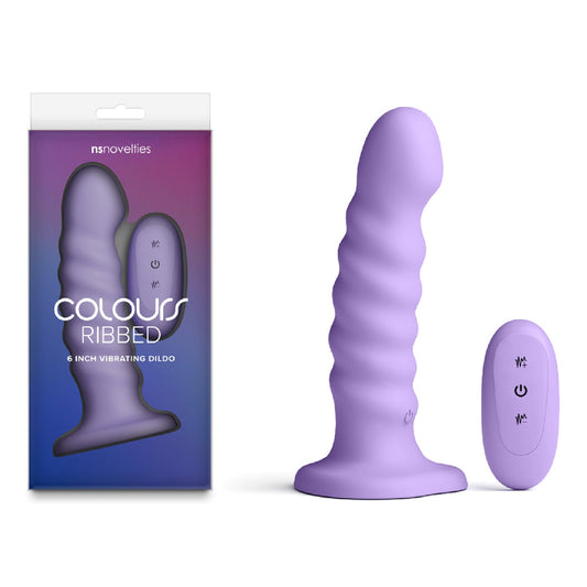 Colours Ribbed - 6'' Vibrating Dildo - Purple