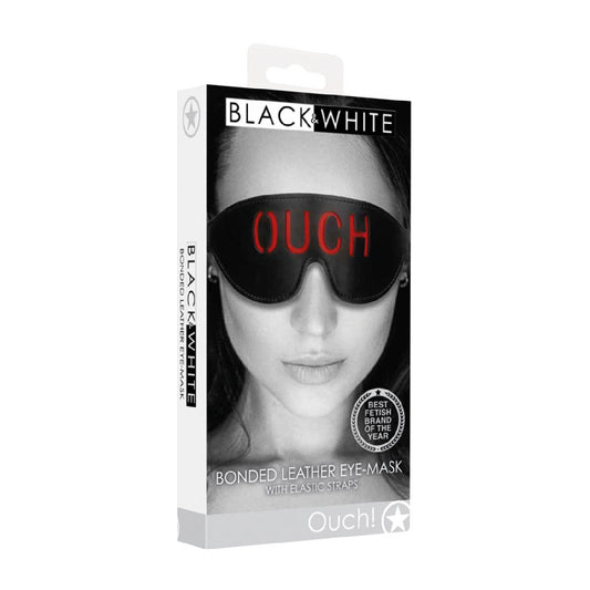 OUCH! Black and White Bonded Leather Eye-Mask ''Ouch''