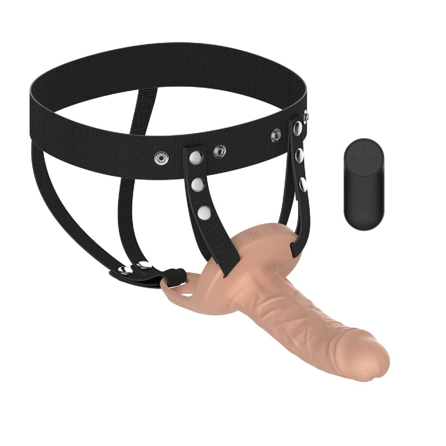 Passion Play Vibrating Realistic Hollow Strap-On - Flesh