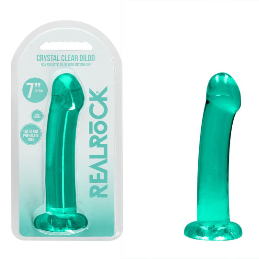 REALROCK Non Realistic Dildo With Suction Cup - 17 cm - Turquoise