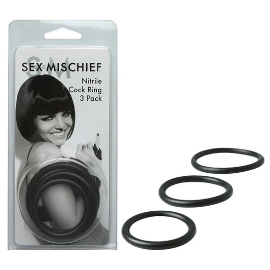 Sex and Mischief Nitrile Cock Ring 3 Pack