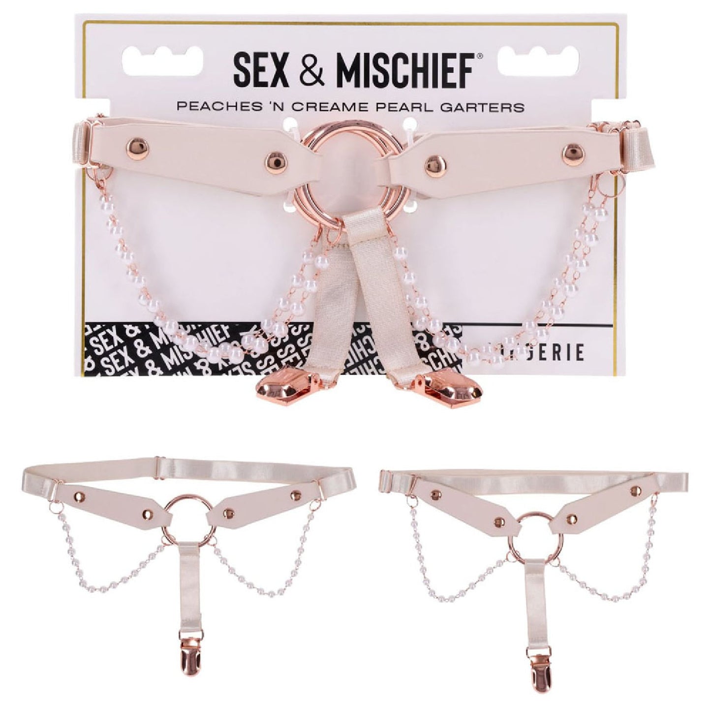 Sex and Mischief Peaches n CreaMe Pearl Garters