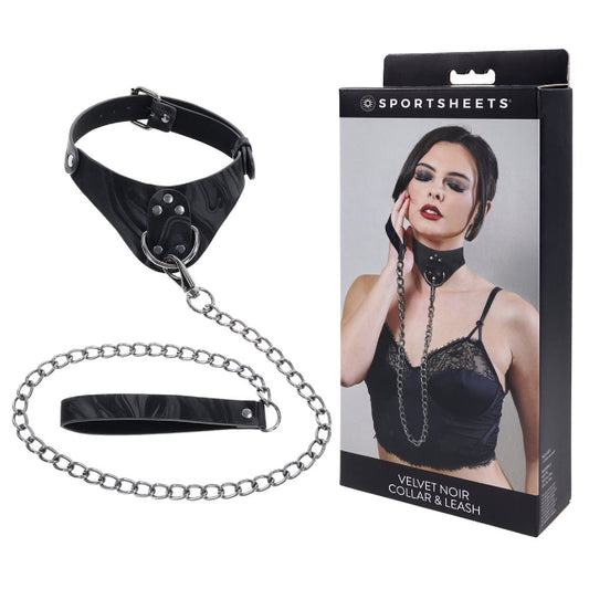SPORTSHEETS Velvet Noir Collar and Leash