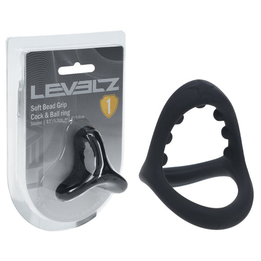 LEVELZ Soft Bead Grip Silicone Cock Ring - Black